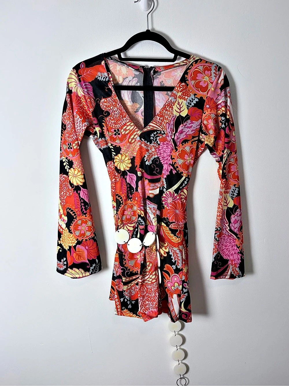 Leg Avenue Retro 60s 70s Paisley Go-Go Costume Dress & Belt S/M